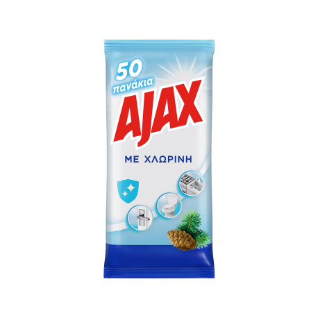 Ajax υγρά πανάκια καθαρισμού kloron με χλωρίνη (50τεμ.)
