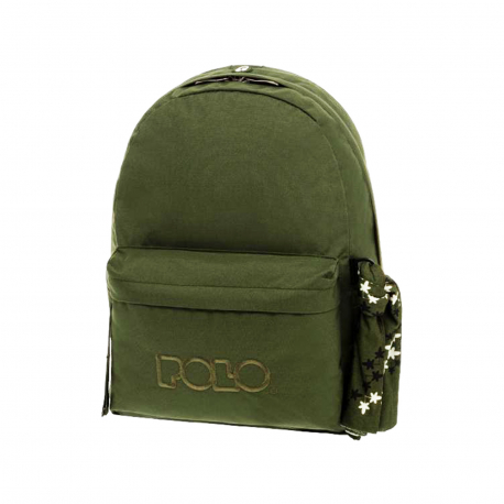 Polo σχολική τσάντα πλάτης 9101135 λαδί με μαντήλι