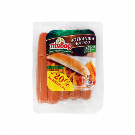 Πίνδος λουκάνικα κοτόπουλου hot dog hot - χωρίς γλουτένη (280g) (20% φθηνότερα)