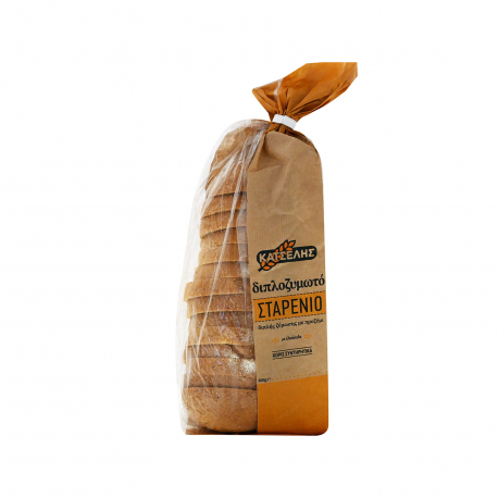 Κατσέλης ψωμί σταρένιο διπλοζυμωτό με ελαιόλαδο σε φέτες (500g)