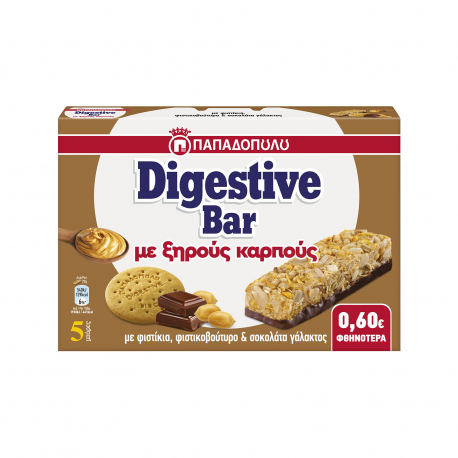 Παπαδοπούλου μπάρα δημητριακών digestive bars με ξηρούς καρπούς (5x28g) (-0.6€)