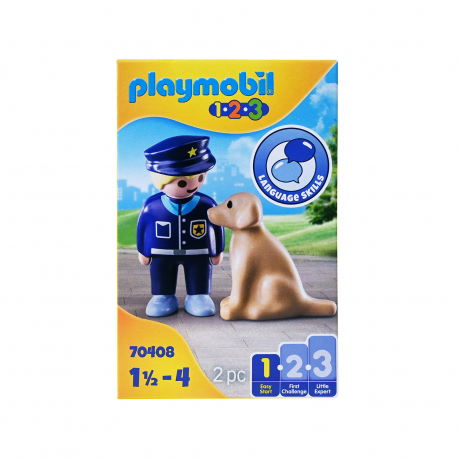 Playmobil παιχνίδι 1 2 3 - 70408 αστυνόμος εκπαιδεύει σκύλο από 1,5 έως 4 ετών