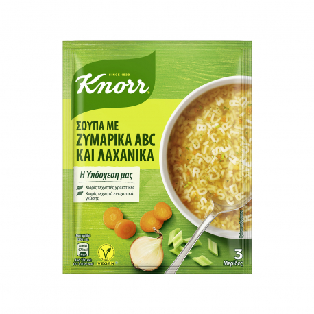 Knorr σούπα στιγμής με ζυμαρικά abc & λαχανικά - vegan (82g)