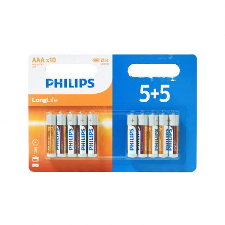 Philips μπαταρίες αλκαλικές long life AAA (5τεμ.) (5τεμ. περισσότερο προϊόν)