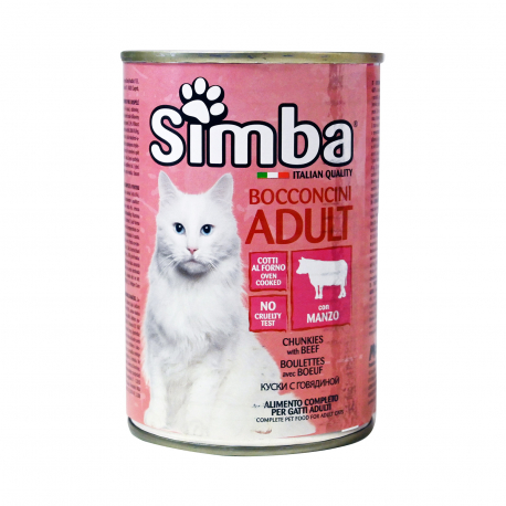 Simba τροφή γάτας adult μπουκιές σε σάλτσα με μοσχάρι - χαμηλή τιμή (415g)