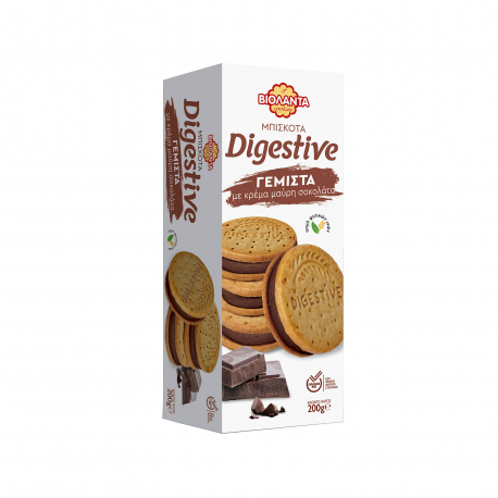 Βιολάντα μπισκότα γεμιστά digestive με κρέμα μαύρη σοκολάτα (200g)