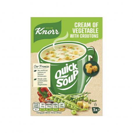 Knorr σούπα στιγμής quick soup cream of vegetables - με κρουτόν (3x17g)
