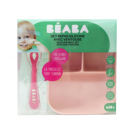 Beaba σετ φαγητού παιδικό 913456 divided pink 4+ μηνών (2τεμ.)