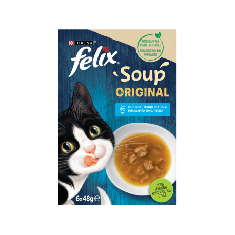 Felix τροφή γάτας soup fish selection (6x48g)