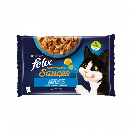 Felix τροφή γάτας sensations sauces ποικιλία ψαρικών (4x85g)