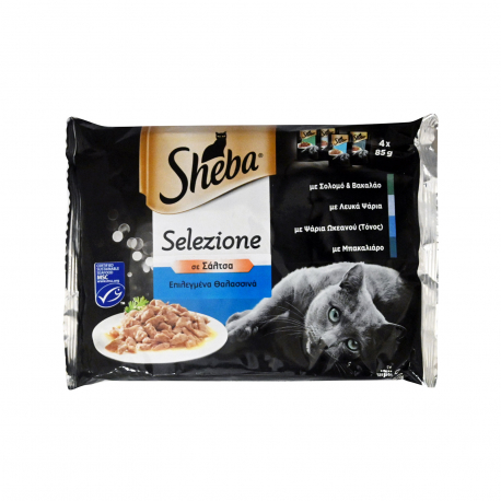 Sheba τροφή γάτας σε σάλτσα με επιλεγμένα θαλασσινά (4x85g)