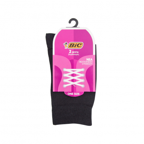 BIC κάλτσα γυναικεία βαμβακερή amelia one size - μαύρο - 2 ζεύγη