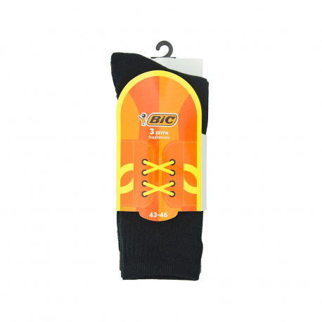 BIC κάλτσα ανδρική βαμβακερή μαύρη-γκρι/ Νο. 43-46/ 3 ζεύγη