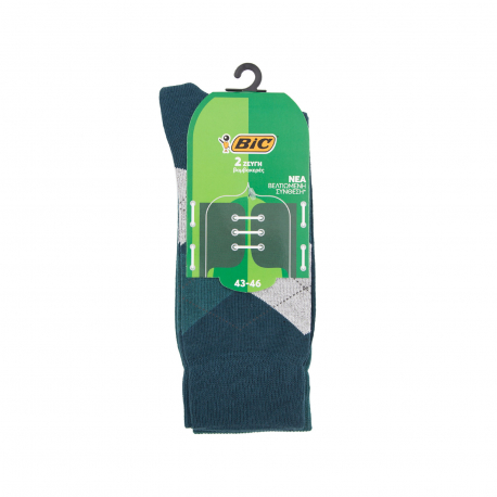 BIC κάλτσα βαμβακερή atri καρό πράσινη/ Νο. 43-46/ 2 ζεύγη