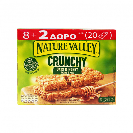 Nature valley μπάρα δημητριακών crunchy με νιφάδες βρώμης ολικής άλεσης & μέλι - vegetarian (42g) (8+2)