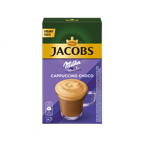 Jacobs στιγμιαίο ρόφημα καφέ milka cappuccino choco 8 φακελάκια (8x15.8g)