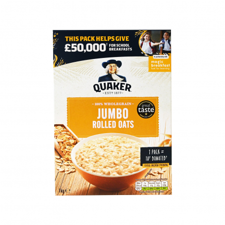 Quaker νιφάδες βρώμης jumbo rolled oats (1kg)