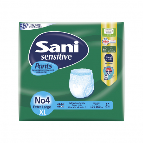 Sani εσώρουχα ακράτειας sensitive pants No. 4/ extra large/ περιφέρεια 120-160cm (14τεμ.)