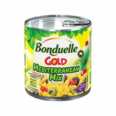 Bonduelle καλαμπόκι προβρασμένο & ανάμεικτα λαχανικά gold mediterranean mix (255g)