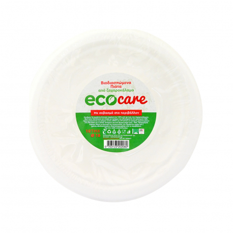 Ecocare πιάτα μίας χρήσης βιοδιασπώμενα από ζαχαροκάλαμο 18 εκ. (10τεμ.)