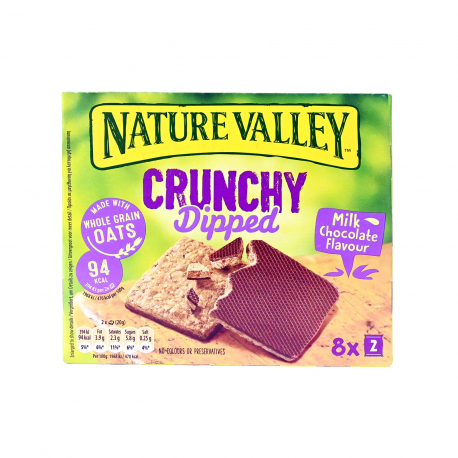 Nature valley μπάρα μούσλι ολικής άλεσης crunchy dipped milk chocolate (8x20g)