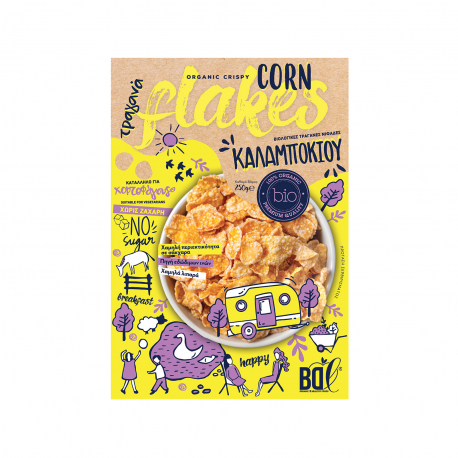 Bdl νιφάδες καλαμποκιού corn flakes - βιολογικό, χωρίς ζάχαρη, vegetarian (250g)