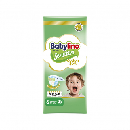 Babylino πάνες παιδικές sensitive cotton soft Nο. 6/ 13-18kg (38τεμ.)