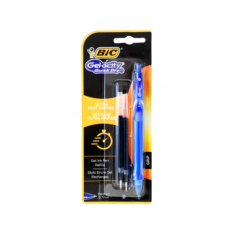 BIC στυλό & 2 ανταλλακτικά gel- ocity quick dry μπλε