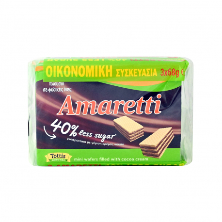 Amaretti γκοφρετάκια με λιγότερη ζάχαρη (3x68g)