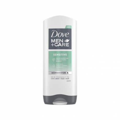 Dove αφρόλουτρο για σώμα, πρόσωπο & μαλλιά αντρικό men care sensitive (400ml)