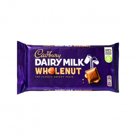 Cadbury σοκολατάκια γάλακτος dairy milk wholenut - vegetarian (180g)