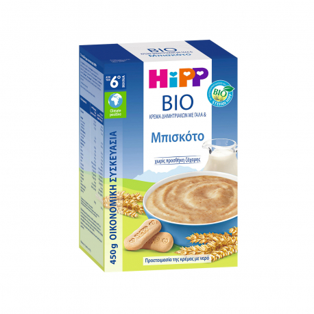HIPP ΜΠΙΣΚΟΤΟΚΡΕΜΑ ΣΕ ΣΚΟΝΗ ΠΑΙΔΙΚΗ - Βιολογικό,Χωρίς προσθήκη ζάχαρης 6+ ΜΗΝΩΝ (450g)