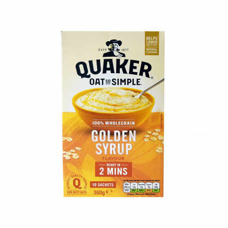 Quaker νιφάδες βρώμης ολικής άλεσης oat so simple golden syrup (360g)