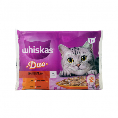 Whiskas τροφή γάτας duo κλασικοί συνδυασμοί σε ζελέ (4x85g)