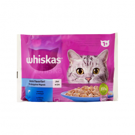 Whiskas τροφή γάτας επιλεγμένα ψαρικά σε ζελέ (4x85g)