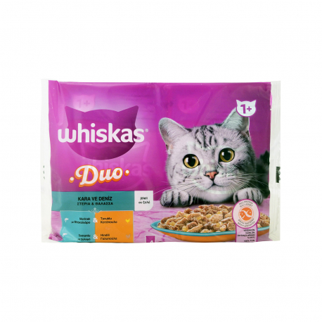 Whiskas τροφή γάτας duo στεριά & θάλασσα σε ζελέ (4x85g)