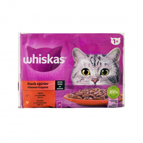 Whiskas τροφή γάτας κλασικά γεύματα σε σάλτσα (4x85g)