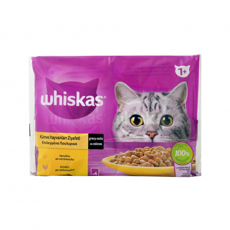 Whiskas τροφή γάτας επιλεγμένα πουλερικά σε σάλτσα (4x85g)