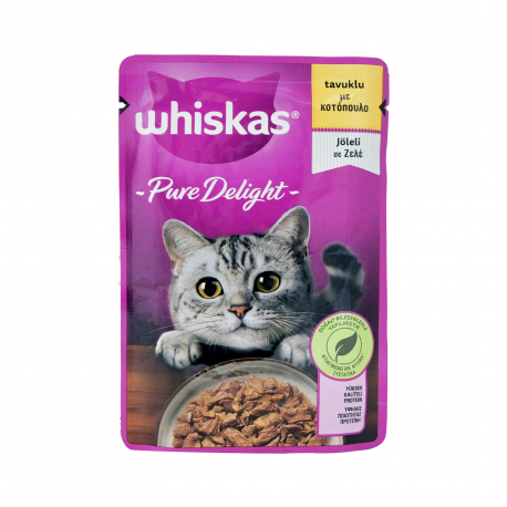 Whiskas τροφή γάτας pure delight με κοτόπουλο σε ζελέ (85g)