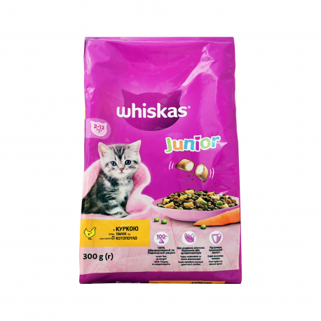 Whiskas τροφή γάτας ξηρά junior με κοτόπουλο (300g)