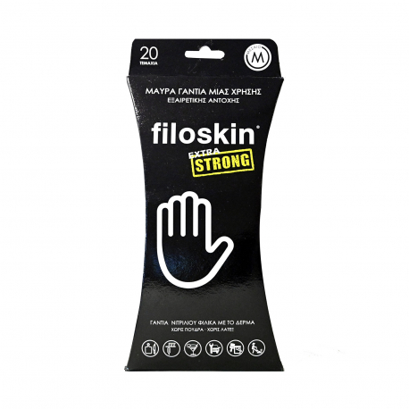 Filoskin γάντια νιτριλίου strong medium - μαύρα (20τεμ.)
