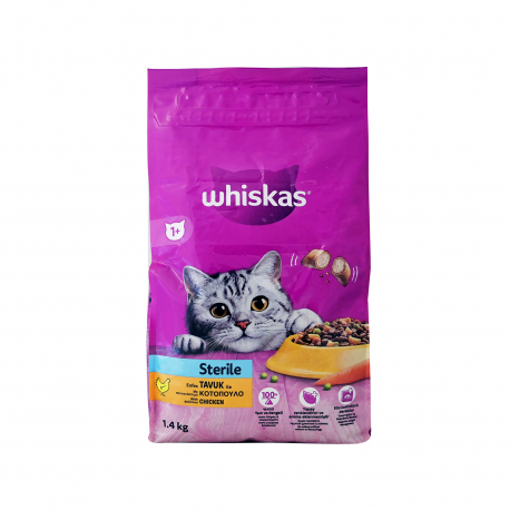 Whiskas τροφή γάτας ξηρά adult sterile με κοτόπουλο (1.4kg)