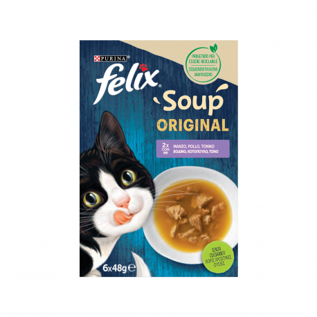 Felix τροφή γάτας soup original βοδινό, κοτόπουλο, τόνο (6x48g)