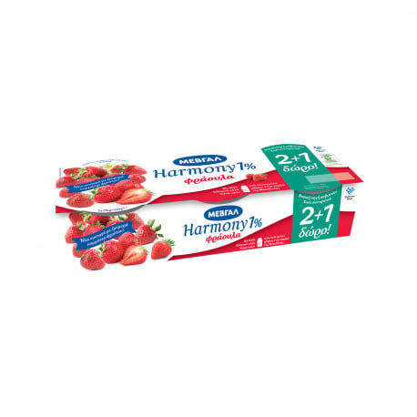 Μεβγάλ επιδόρπιο γιαουρτιού harmony φράουλα 1% (170g) (2+1)