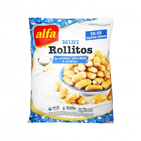 Alfa πιτάκια κατεψυγμένα mini rollitos μυζήθρα/ φέτα ΠΟΠ & γραβιέρα (750g)