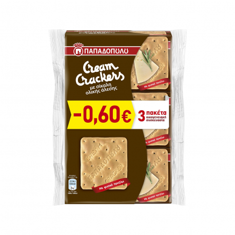 Παπαδοπούλου κράκερ σίκαλης ολικής αλέσεως cream crackers (175g) (-0.6€)