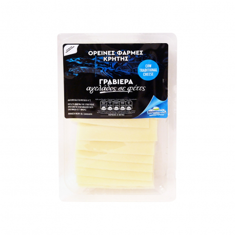 Ορεινές φάρμες Κρήτης τυρί ημίσκληρο γραβιέρα αγελάδος σε φέτες (150g)