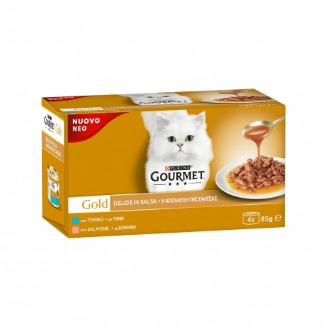 Purina τροφή γάτας gourmet gold με τόνο & σολομό σε σάλτσα (4x85g)