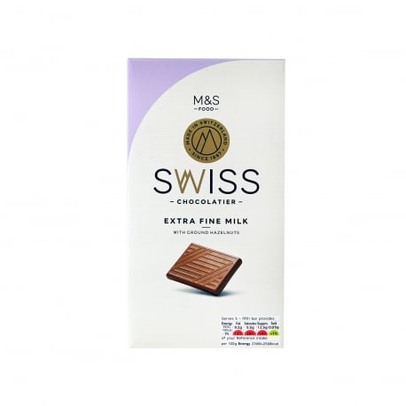 M&S food σοκολάτα γάλακτος extra fine swiss με αλεσμένα φουντούκια (125g)
