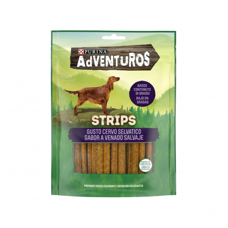 Purina τροφή σκύλου συμπληρωματική adventuros strips γεύση άγριου ελαφιού (90g)